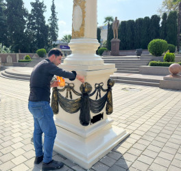“Konstitusiya və Suverenlik İli” çərçivəsində Tərtərdə Mərkəzi meydanda abadlıq işləri aparılıb