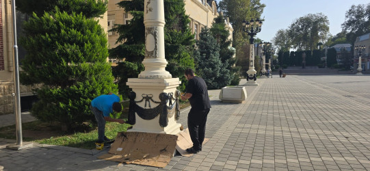 “Konstitusiya və Suverenlik İli” çərçivəsində Tərtərdə Mərkəzi meydanda abadlıq işləri aparılıb