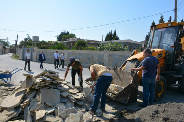 İcra başçısı şəhərin küçələrində aparılan əsaslı təmir işləri ilə yerində tanış olub