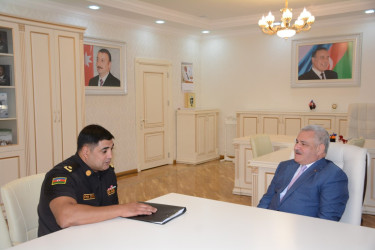 Rayon rəhbəri Fövqaladə Hallar Nazirliyinin Aran Regional Dövlət Yanğına Nəzarət İdarəsinin yeni təyin edilmiş rəisini qəbul edib