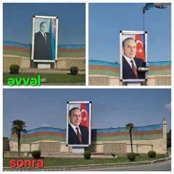 Tərtərdə Ulu Öndər Heydər Əliyevin portiretləri dəyişdirilərək yenisi ilə əvəzlənib