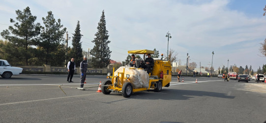 Tərtərdə yol nişanları və nişanlanma xətləri bərpa edilir