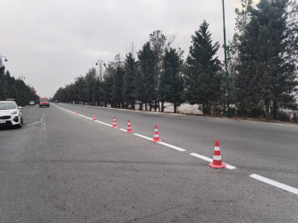 Tərtər şəhəri ərazisində yol nişanlarının və nişanlanma xətlərinin bərpası davam etdirilir