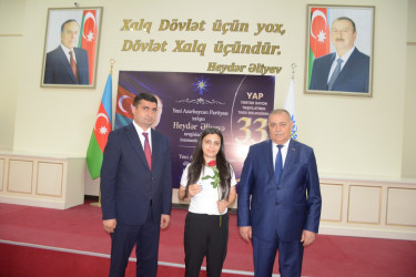 Yeni Azərbaycan Partiyası Tərtər Rayon Təşkilatının yaradılmasının 33-cü ildönümü qeyd olunub