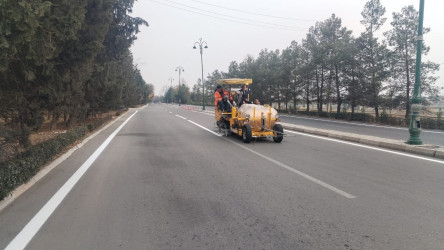 Tərtər şəhəri ərazisində yol nişanlarının və nişanlanma xətlərinin bərpası davam etdirilir