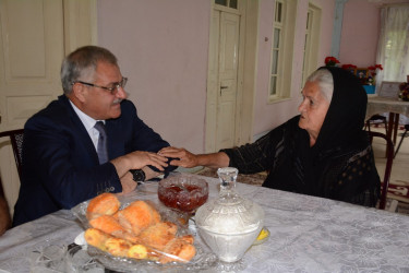 İcra başçısı şəhid anası Xırdaxanım Əliyevanı 80 illik yubileyi münasibəti ilə təbrik edib