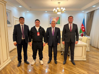 Tərtər Rayon İcra Hakimiyyətinin başçısı Müstəqim Məmmədov Dünya və Avropa çempionu, Olimpiya mükafatçısı, "Şöhrət" ordenli Rəsul Çunayevlə görüşüb