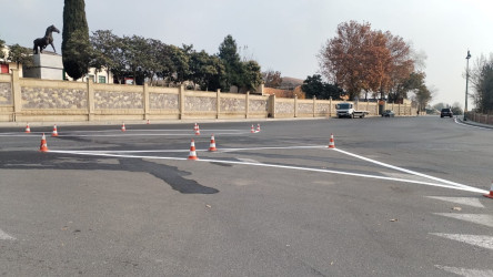 Tərtər şəhəri ərazisində yol nişanlarının və nişanlanma xətlərinin bərpası davam etdirilir
