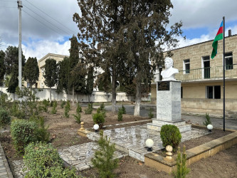 Tərtərdə şəhid Teyyub Həsənovun büstü ətrafında abadlıq və təmizlik işləri aparılıb
