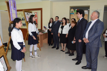 Ümummilli Lider  Heydər Əliyevin 103-cü ildönümünə həsr edilmiş ümumtəhsil məktəblərinin şagirdlərinin rəsm və əl işlərindən ibarət sərgi keçirilib