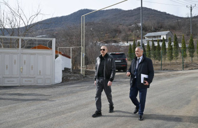 İlham Əliyev Ağdərə rayonunun Çapar kəndində görülmüş işlərlə tanış olub