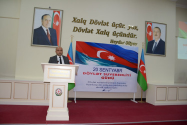 Tərtərdə Azərbaycan Respublikasının Dövlət Suverenliyi Gününə həsr olunmuş tədbir keçirilib