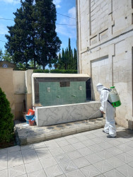 Rayon ərazisində yerləşən məscid və ziyarətgahlarda genişmiqyaslı təmizlik və dezinfeksiya işləri aparılıb