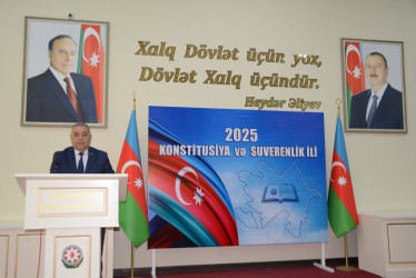 Tərtərdə “Konstitusiya və Suverenlik İli” çərçivəsində Konstitusiyanın 30 illik yubileyi münasibəti ilə  “Ümummilli Lider Heydər Əliyev müstəqil Azərbaycan Konstitusiyasının müəllifidir” adlı tədbir keçirilib
