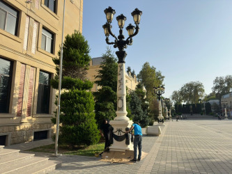 “Konstitusiya və Suverenlik İli” çərçivəsində Tərtərdə Mərkəzi meydanda abadlıq işləri aparılıb