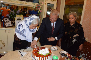 İcra başçısı şəhid anası Solmaz Cəfərovanı 85 illik yubileyi münasibəti ilə təbrik edib