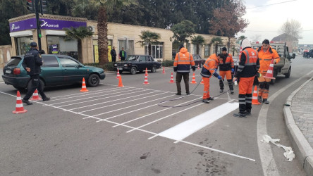Tərtər şəhəri ərazisində yol nişanlarının və nişanlanma xətlərinin bərpası davam etdirilir