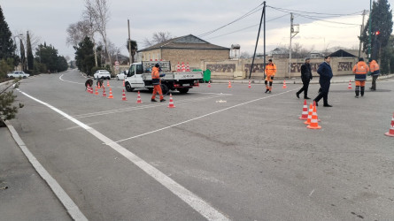 Tərtər şəhəri ərazisində yol nişanlarının və nişanlanma xətlərinin bərpası davam etdirilir
