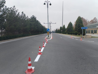 Tərtər şəhəri ərazisində yol nişanlarının və nişanlanma xətlərinin bərpası davam etdirilir