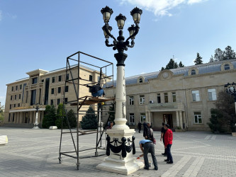 “Konstitusiya və Suverenlik İli” çərçivəsində Tərtərdə Mərkəzi meydanda abadlıq işləri aparılıb