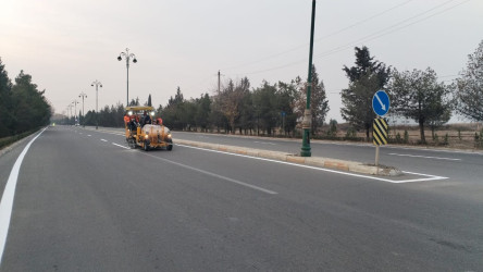 Tərtər şəhəri ərazisində yol nişanlarının və nişanlanma xətlərinin bərpası davam etdirilir