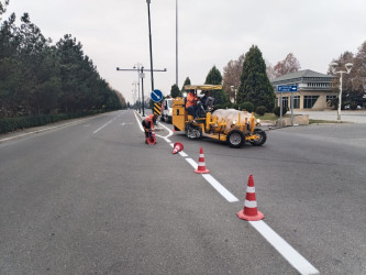 Tərtər şəhəri ərazisində yol nişanlarının və nişanlanma xətlərinin bərpası davam etdirilir