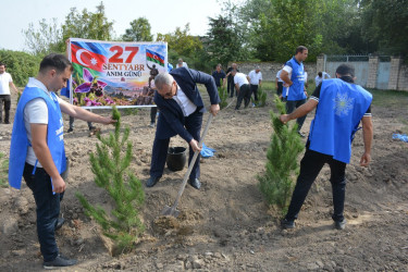 Tərtərdə “Şəhərsalma və Memarlıq İli” çərçivəsində 27 sentyabr Anım gününün altıncı ildönümü ilə əlaqədar ağacəkmə aksiyası keçirilib