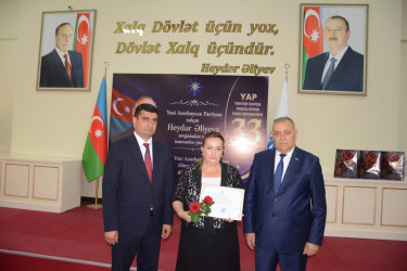 Yeni Azərbaycan Partiyası Tərtər Rayon Təşkilatının yaradılmasının 33-cü ildönümü qeyd olunub