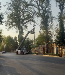 Tərtər şəhərində şəhərdaxili küçə və prospektlərdə gecə işıqlandırma sistemlərinin təmir işləri aparılır