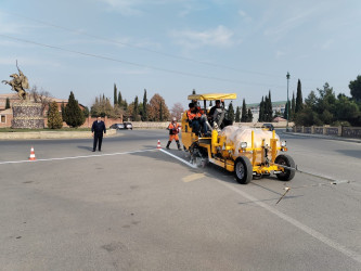 Tərtərdə yol nişanları və nişanlanma xətləri bərpa edilir