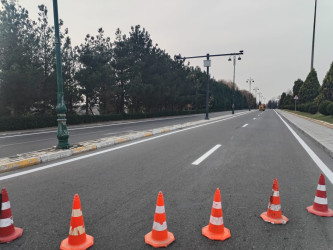 Tərtər şəhəri ərazisində yol nişanlarının və nişanlanma xətlərinin bərpası davam etdirilir