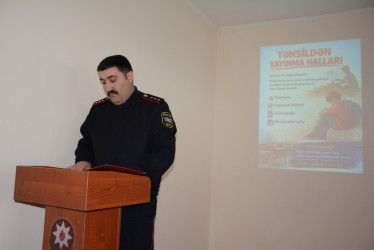 Tərtərdə “Təhsildən yayınma hallarının qarşısının alınması məqsədilə nəzarətin gücləndirilməsi” mövzusunda maarifləndirici tədbir keçirilib